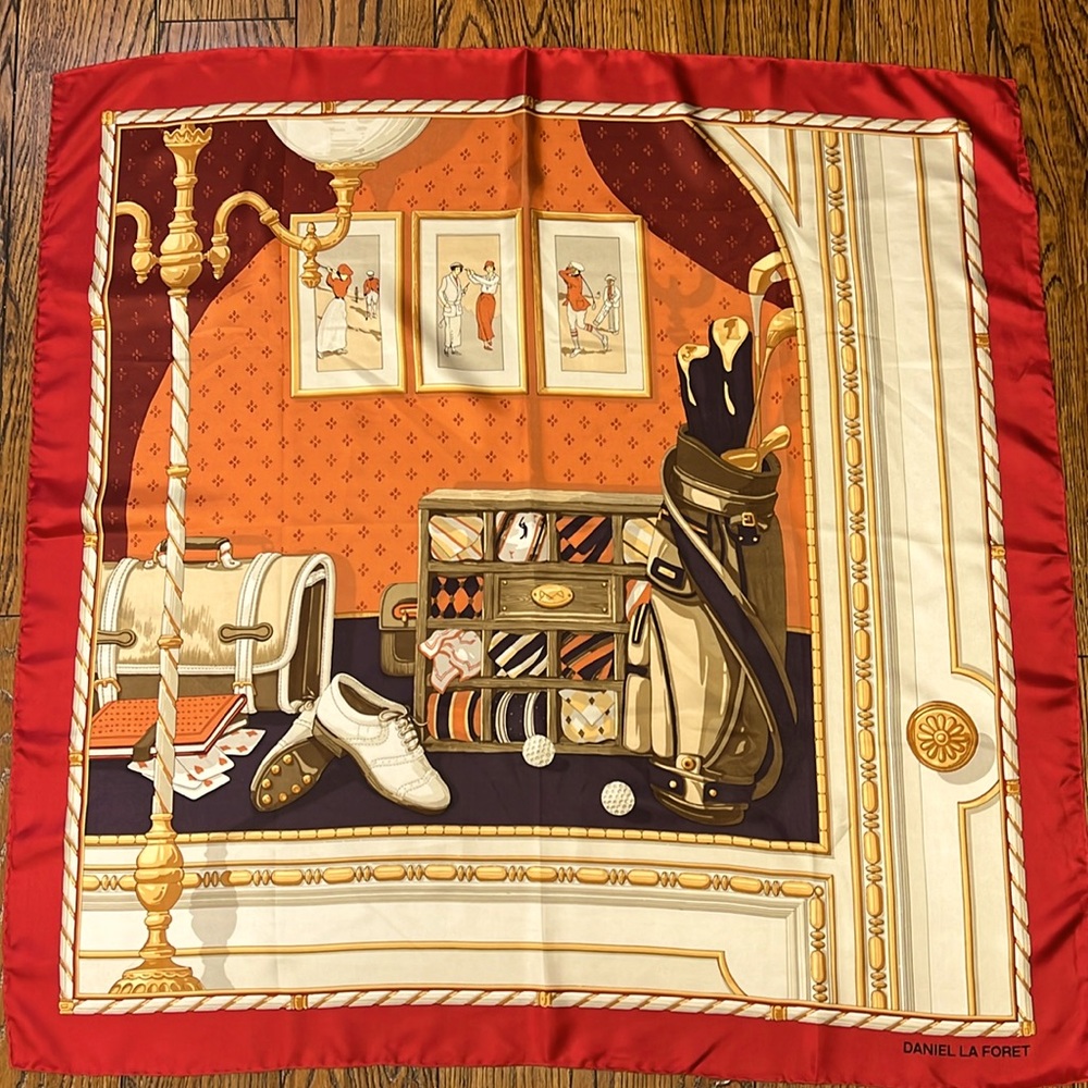 Daniel La Foret Silk Golf Scarf w Handrolled Edge